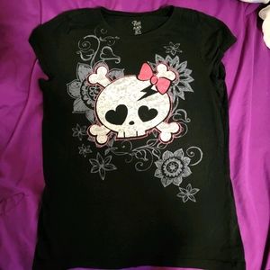 Girls skull cap sleeve shirt